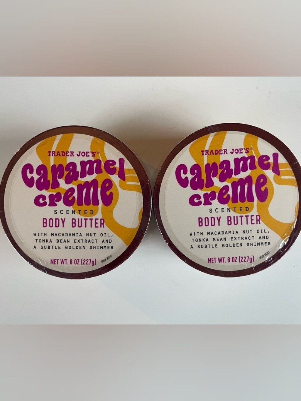 Lot of 2 Trader Joe's Caramel creme body butter lotion 8oz Each Limited Holiday